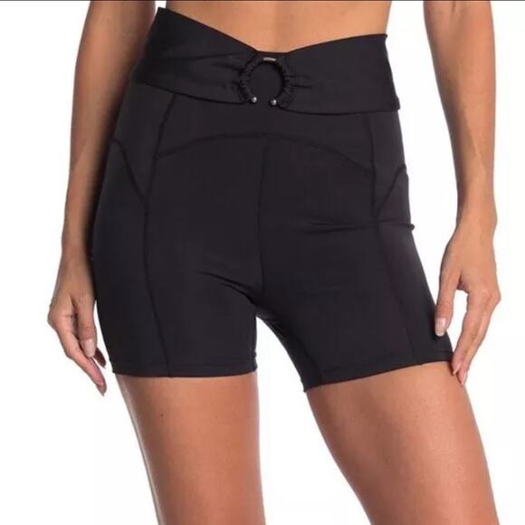 Free People Movement Black Mind Over Matter Bike Shorts S Belted Boho - Picture 1 of 7